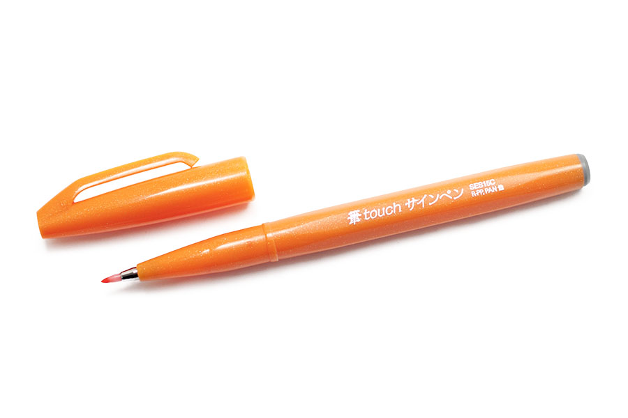 Pentel Fude Touch Brush Sign Pen -Orange Ink - Smooth Pens