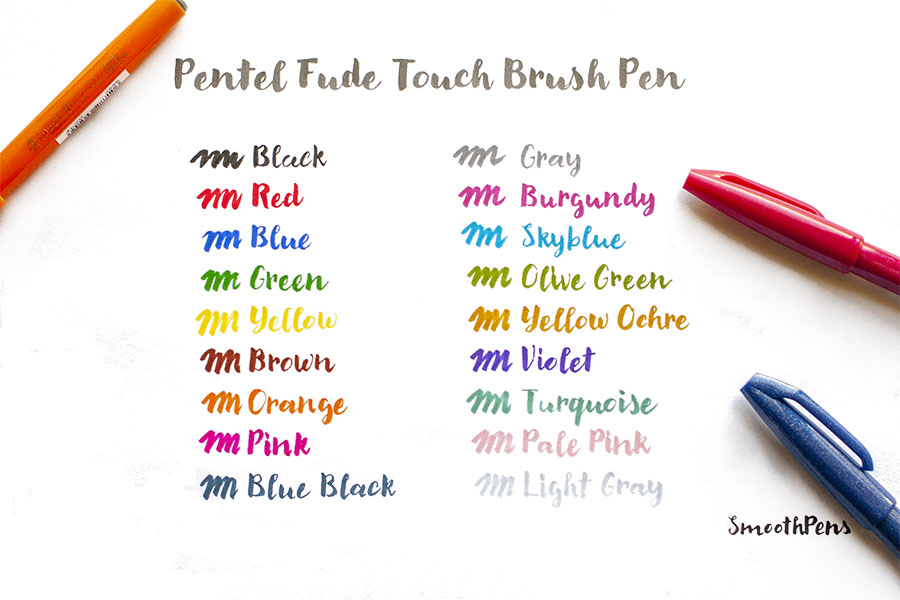 Colour Swatching - Pentel Touch Sign Brush Pens 